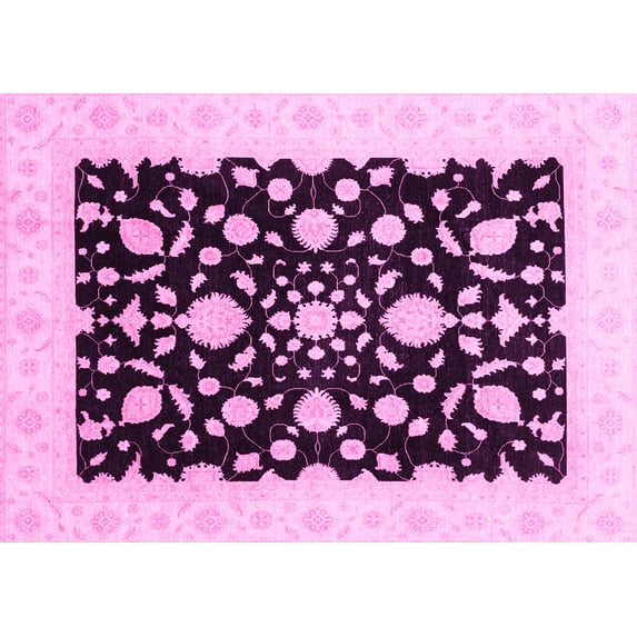 Ahgly Company Indoor Rectangle Oriental Pink Traditional Area Rugs, 7' x 9'