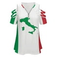 thumbnail image 4 of Map of Italy - Italian Flag Womens Summer V Neck Zipper Top Short Sleeve T Shirt Off Shoulder Top Casual Classy Loose Shirts, 4 of 7
