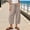 A1_Khaki, variant on Women's Cotton Linen Capri Pants Drawstring Elastic Waist Cropped Pants Loose Fit Casual Summer Beach Vacation Trousers with Pockets Lightweight Gauze Plus Size Linen Capri Pants Beige L