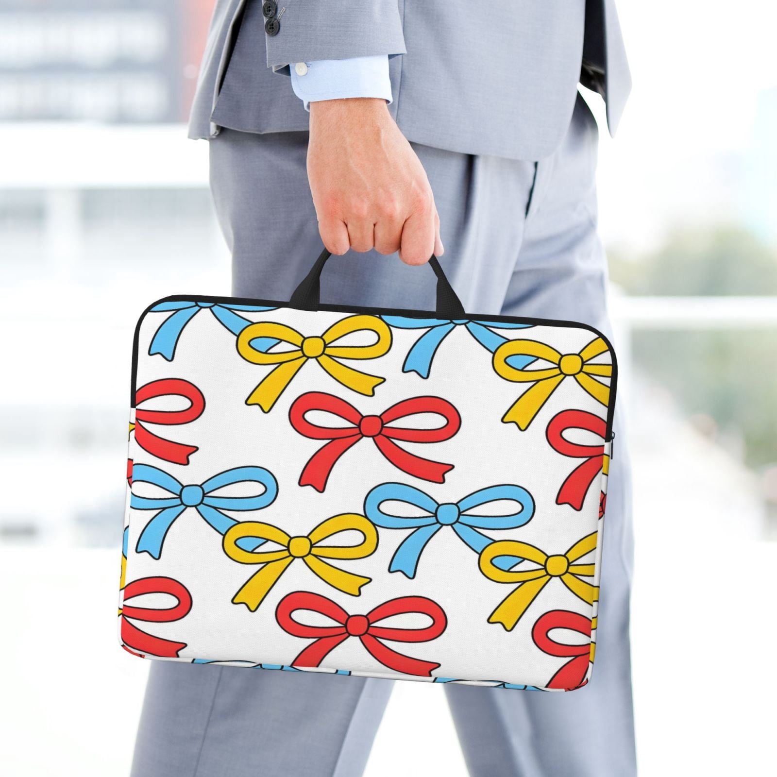 Laptop Sleeve Bag For Women Men 14inch Waterproof Durable Protective Computer Carrying Cover Handle Laptop Case Bag Blue Red Yellow Thin Bows