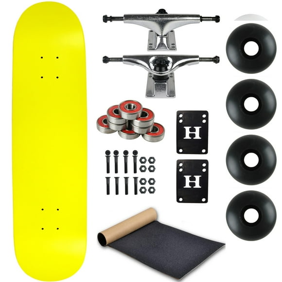 Moose Skateboard Complet Jaune Néon 8.0 Pouces avec Camions Argentés et Roues Noires