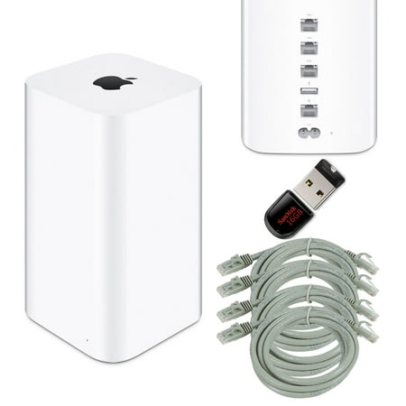Airport Extreme Base Station (6th Generation) with 16GB USB Drive, 5 FT CAT5E Ethernet Cable 4 Pack (Gray) Home Network Setup