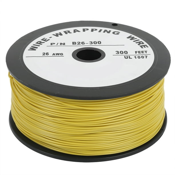 Cable eléctrico amarillo de cobre estañado, 100 metros, UL1007, calibre 26 AWG.