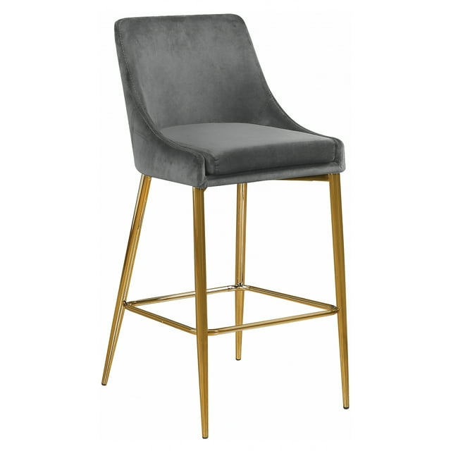 Meridian Furniture Karina Contemporary Velvet Stool, Grey (Set of 2)