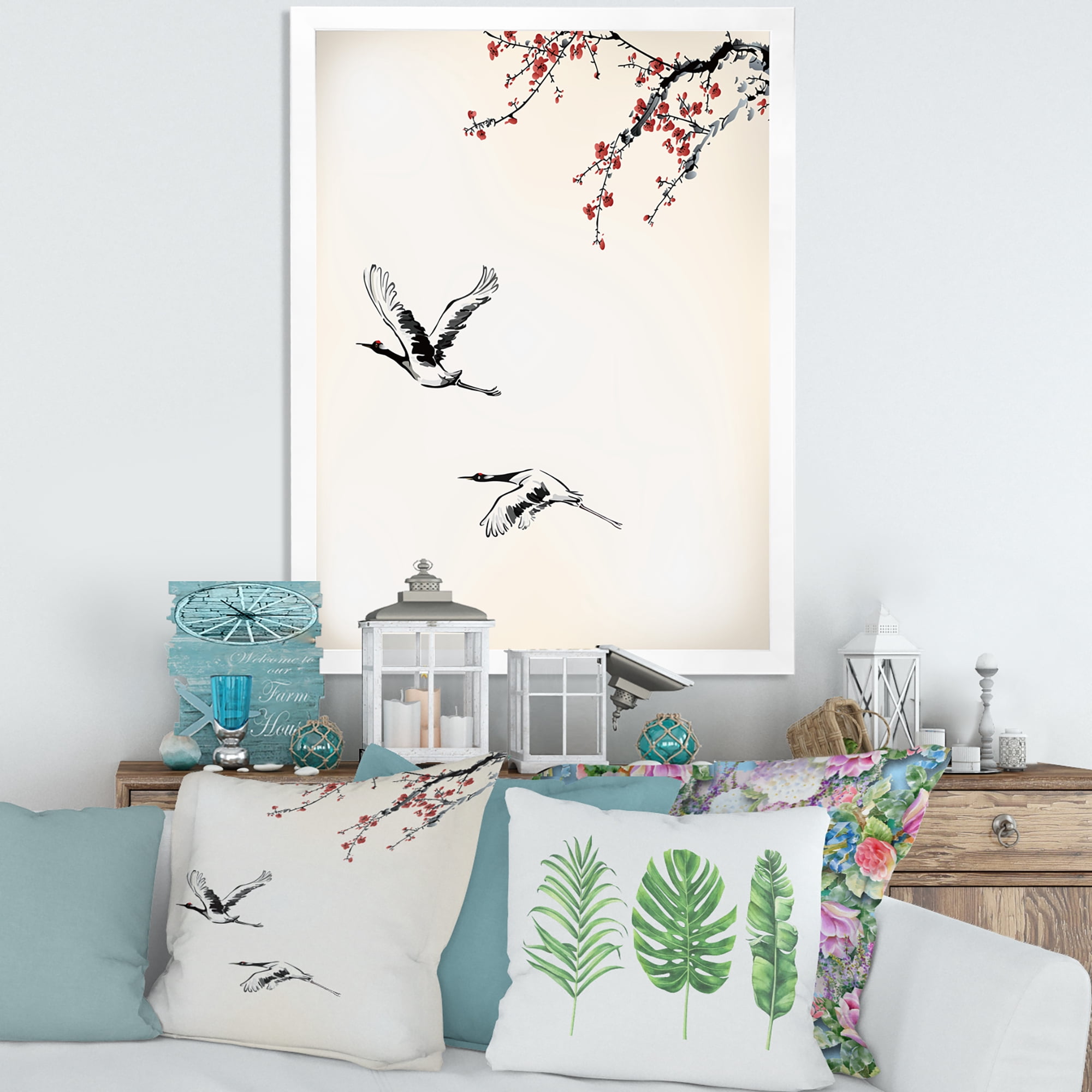 Designart 'Flying Two Sweet Winter Birds' Traditional Framed Art Print