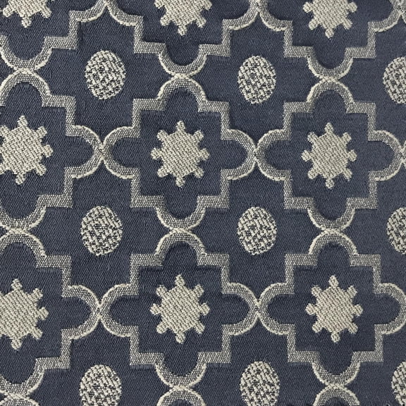 Decora Furnishings Moroccan Lattice Design Jacquard Material Cotton Mix Fabric Blend for Upholstery, Chair, Window Treatments, Craft - Width 54 inches - Fabric by The Yard (Slate Gray)