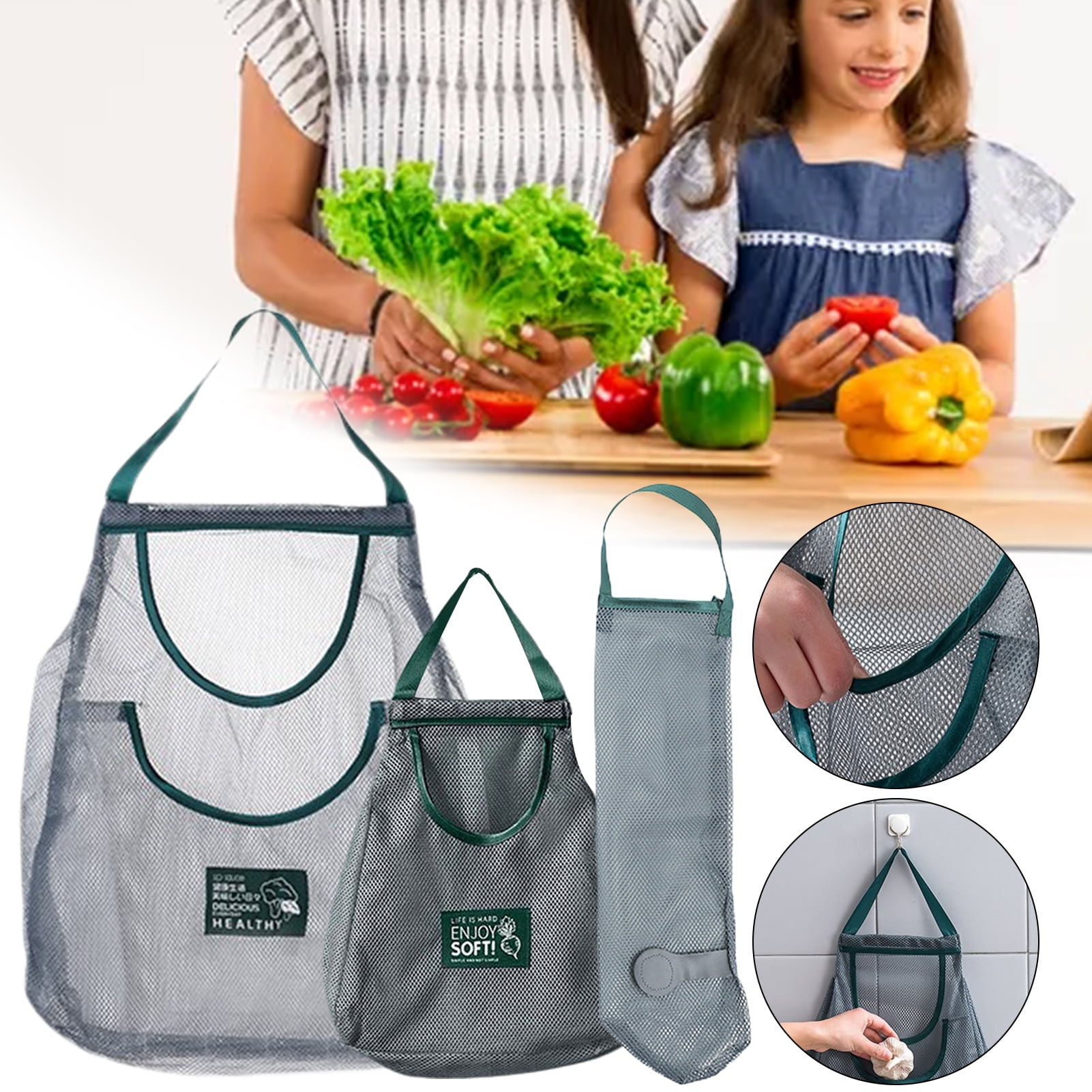 Reusable Hanging Storage Mesh Bag For Fruit Vegetable Garlic Potato Onion Bag s Reusable Hanging Storage Mesh Bag For Fruit Vegetable Garlic Potato Onion Bag s