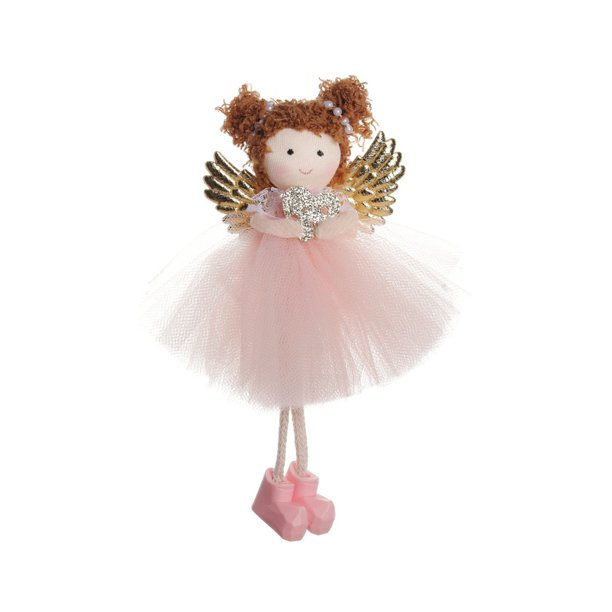 1PCS Christmas Plush Angel Wings Christmas Ornaments Hanging White Pink Dolls Decor for Xmas Tree/Gift/Valentine's Day/Wedding