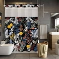 thumbnail image 5 of No Hook Shower Curtains with Snap-in Liner Set, Wildflowers Blossom Waterproof Hotel Style Bathroom Shower Curtain, Black Spring Garden Botanical Floral Breathable Mesh Top Bath Curtains 72''x84'', 5 of 9