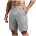 thumbnail image 6 of idosla Men's Cotton Chino Shorts Casual Elastic Waist Drawstring 7 Inch Summer Beach Golf Shorts with Pockets (Light Gray, M), 6 of 7