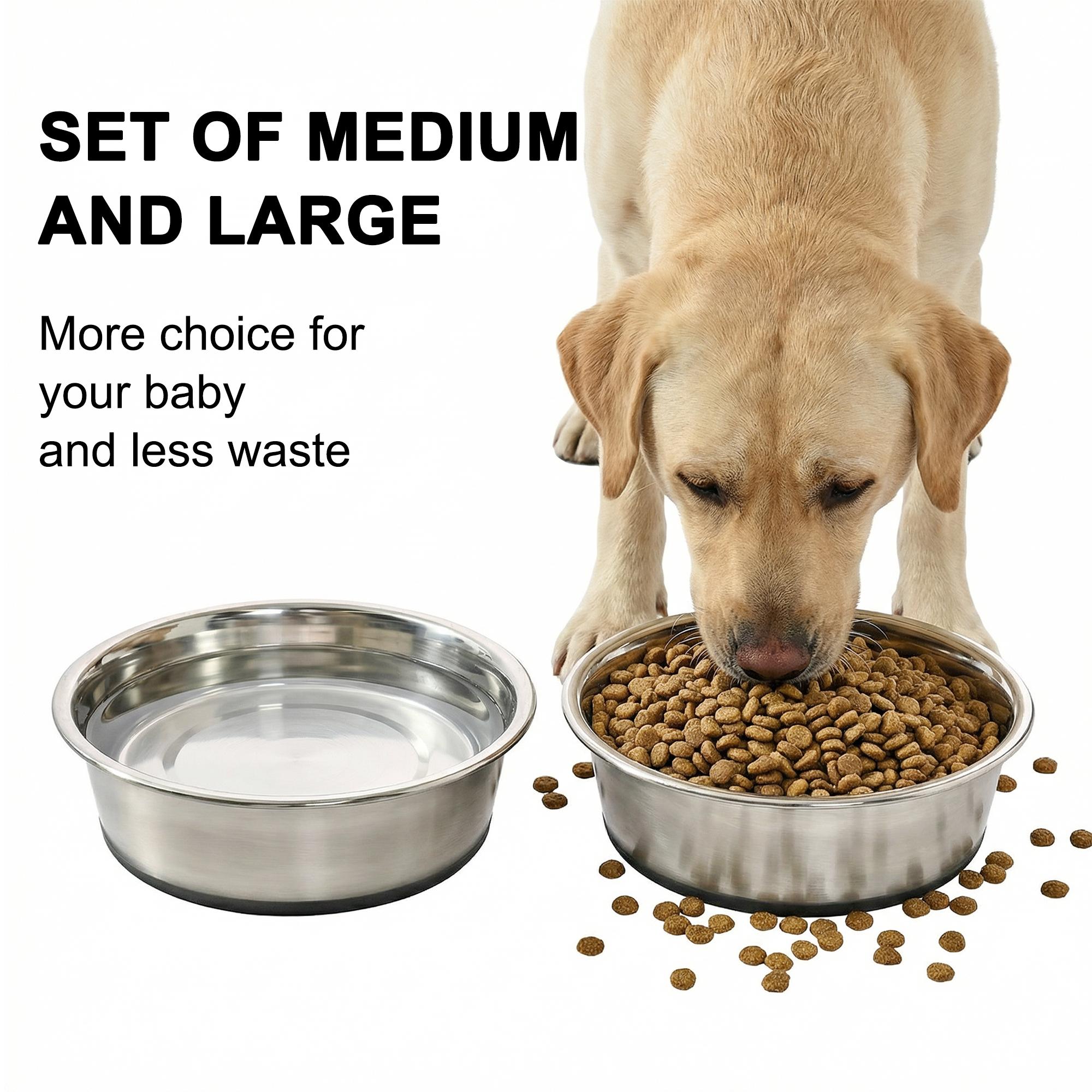 Max & Marlow Stainless Steel Dog Bowls Set of 3 Cup and 7 Cup, Non-Slip Rubber Base Metal Pet Food Water Bowls for Small to Large Dogs