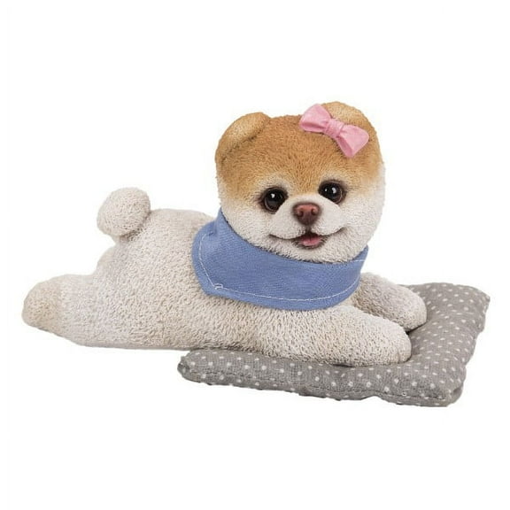 Pacific Giftware PT Short Hair Ribbon Bow Tie Boo Dog on Pillow Home Decorative Resin Figurine
