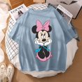 thumbnail image 1 of Woman Summer New 2022 Hot Cartoon Disney Mickey And Friends Minnie Mouse Leopard Bow Portrait T-Shirt Short Sleeve Teen TopsL Gao Jinjia LED, 1 of 2