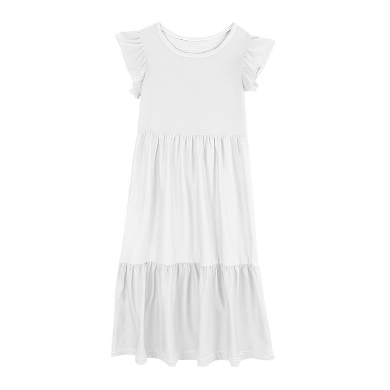 Jinhomg Girls Flowy Tiered Dress Toddler Kids Casual Solid Pleated Dress Lightweight Comfy Ruffle Short Sleeve Maxi Dress Loose Sundresses Winter Jinhomg Girls Flowy Tiered Dress Toddler Kids Casual Solid Pleated Dress Lightweight Comfy Ruffle Short Sleeve Maxi Dress Loose Sundresses Winter