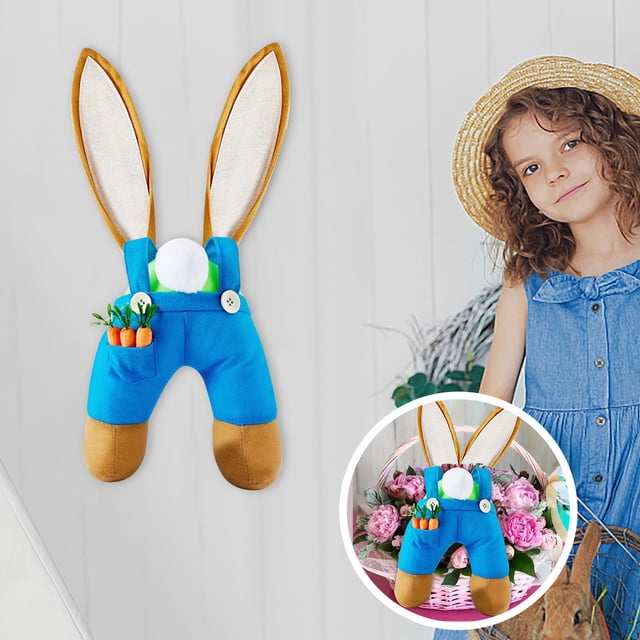 Decorative Rabbit Easter Bunny Wreath Decoration for Home Living Room Door Wall Spring Decor(Blue,1Pcs) Rkxzt