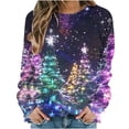thumbnail image 3 of Feancey Christmas Sweatshirts for Women Trendy Glitter Xmas Tree Graphic Print Long Sleeve Tops Loose Fit Casual Round Neck Pullover Blouse Multicolor4 L, 3 of 7