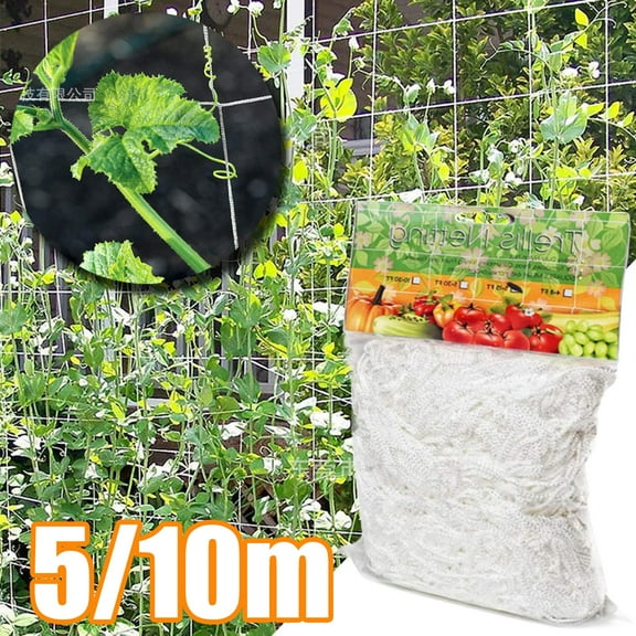 Travelwant 5/10m Trellis Netting, Heavy-Duty Polyester Plant Trellis Netting, Polyester Plant Support Trellis Net, Square Mesh Net for Climbing Plant, Fruits, Vegetables, Vines, Grow Tents