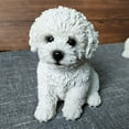 thumbnail image 3 of Cute Sitting Bichon Frise Puppy Statue, Lifelike White Dog Outdoor Figurines Miniature Resin Animal Sculpture Lawn Home Decor, 3 of 8