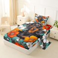 thumbnail image 2 of Homewish Vintage Pet Dog Twin Sheets,Watercolor Flowers Bedding,White Orange,3pcs,1 Fitted Sheet and 1 Pillowcase, 2 of 6