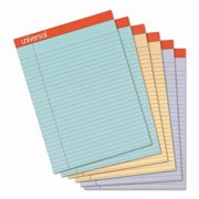 UNV Fashion Colored Perforated Legal Ruled Writing Pads, Assorted Colors - Pack of 6