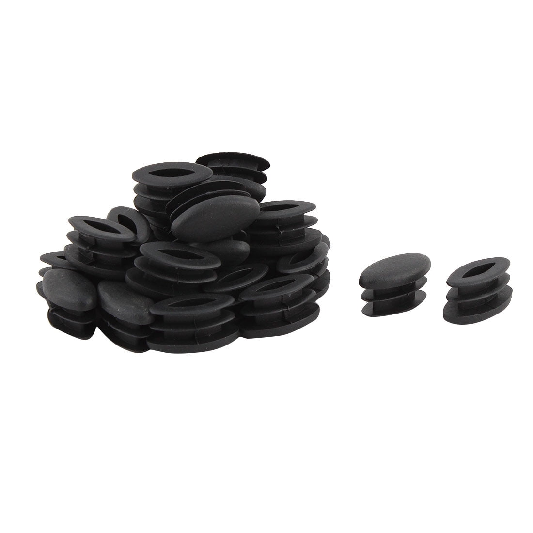 Unique Bargains 30 Pcs Antislip Plastic Oval  30mm x 15mm Chair Foot Cover Table Furniture Leg Protector Black