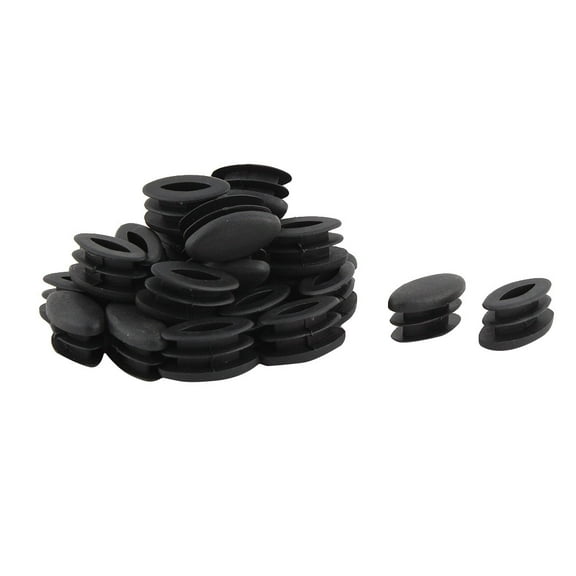 Unique Bargains 30 Pcs Antislip Plastic Oval 30mm x 15mm Chair Foot Cover Table Furniture Leg Protector Black