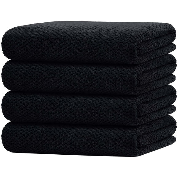 Juego de toallas de baño HOMEXCEL, 4 unidades, microfibra, 75 x 150 cm, color negro