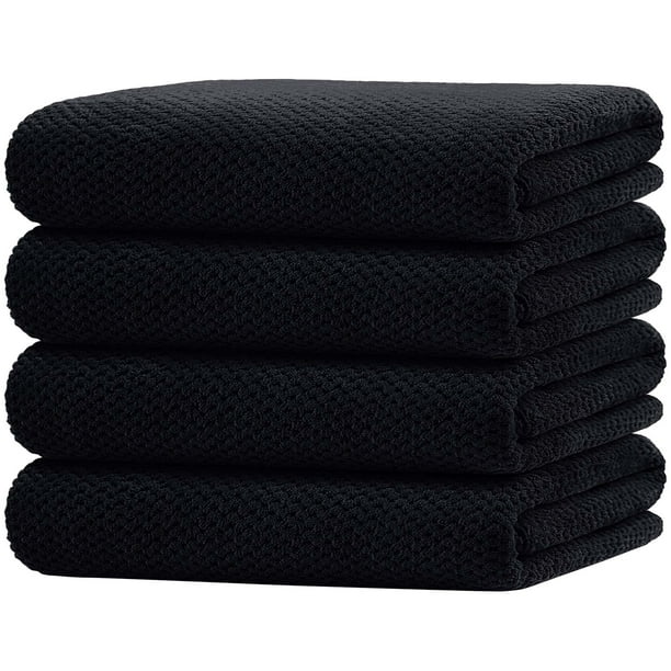 Juego de toallas de baño HOMEXCEL, 4 unidades, microfibra, 75 x 150 cm, color negro