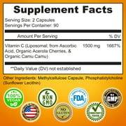 Liposomal Vitamin C 1500mg - made with Organic Acerola Cherry & Camu Camu, Supplements Studio 180ct