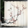 thumbnail image 4 of Ambesonne Floral Shower Curtain, Style Art Birds, 69"Wx84"L, Pale Maroon Black, 4 of 5