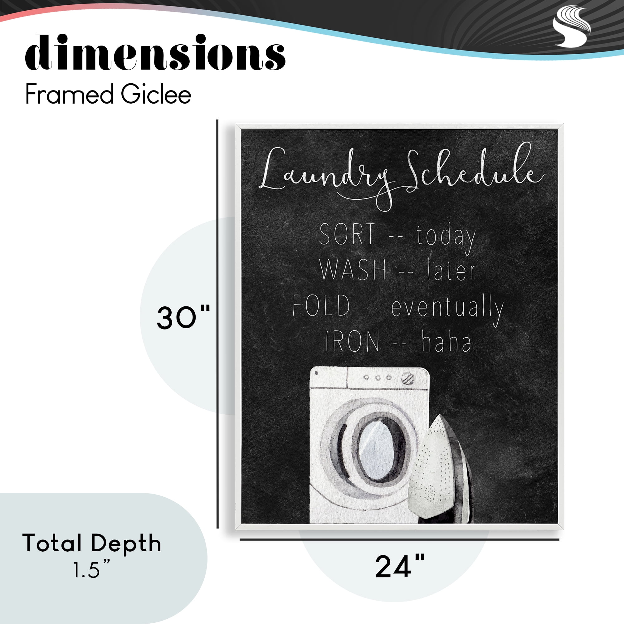 Lazy Laundry Schedule Humor White Framed Giclee Art, design by Kim Allen