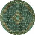 thumbnail image 1 of Ahgly Company Machine Washable Indoor Round Persian Turquoise Blue Traditional Area Rugs, 5' Round, 1 of 4