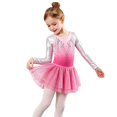 thumbnail image 2 of Ruyang Kids Gymnastics Dance Leotard Sets Girls Long Sleeve Gradient Ballet One‑Piece Shiny Performance Tulle Skirt 5-12 Years, 2 of 9