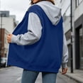 thumbnail image 7 of Perfectbot Women's Color Block Zip Up Hooded Jacket, Front Kangaroo Pockets Hooded Sweatshirt Coat, 7 of 7