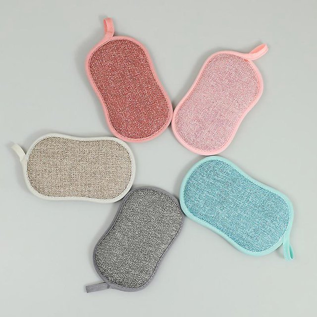 5 Avables Rutilisables Microfibra Vaisselle Grattante Ecologique Tampons Antibactrienne Non Odor Brosse Pour Menage Poles Pots Avec Crochet Adhsif