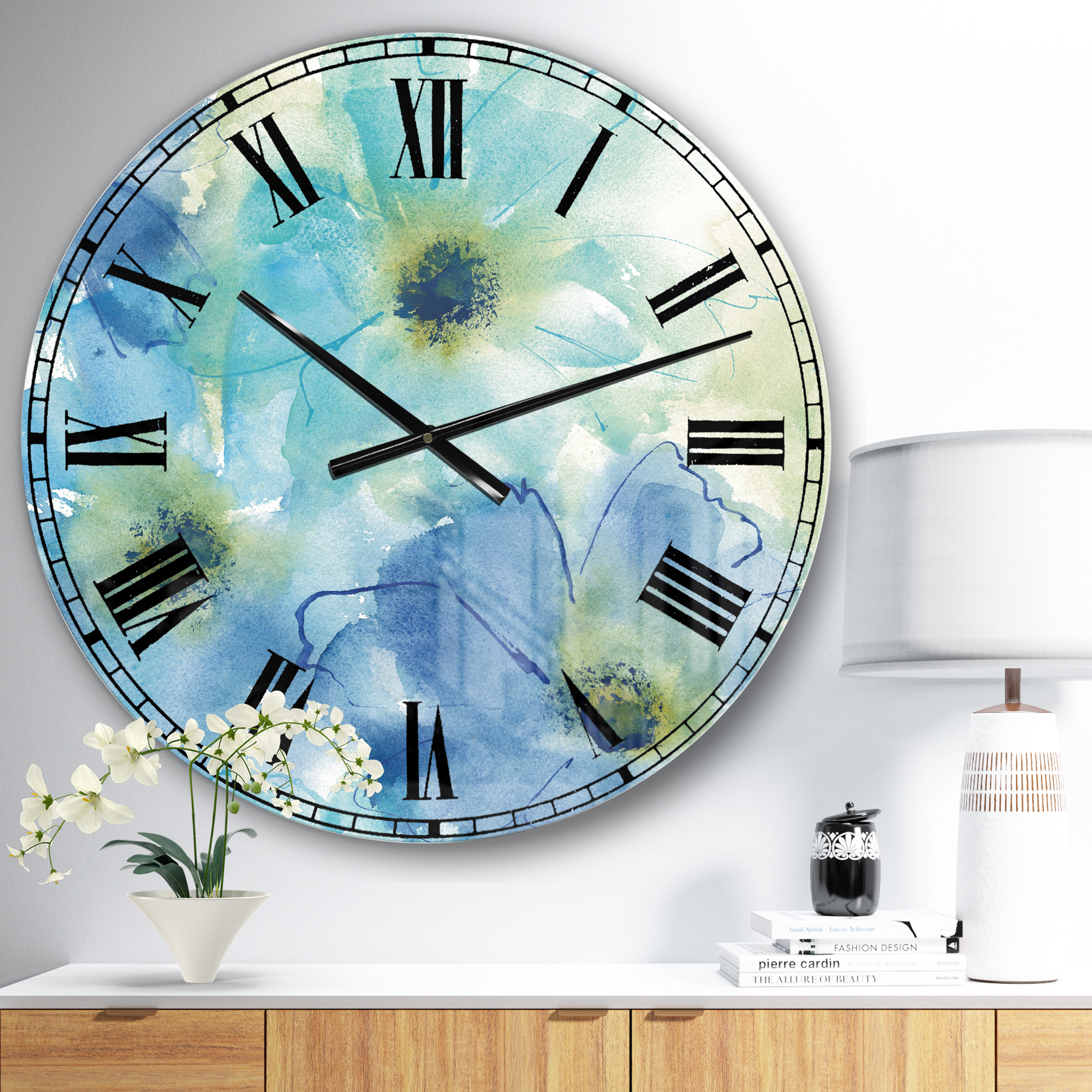 Designart Oversized Multicolor Analog Round Cabin Lodge Modern Wall Clocks, CLM30541-C23