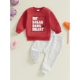 thumbnail image 4 of Baby Toddler Boy Valentine’s Day Outfits 3 6 12 18 24 Months 2T 3T Long Sleeve Sweatshirt + Solid Color Pants Set Toddler Clothes, 4 of 9