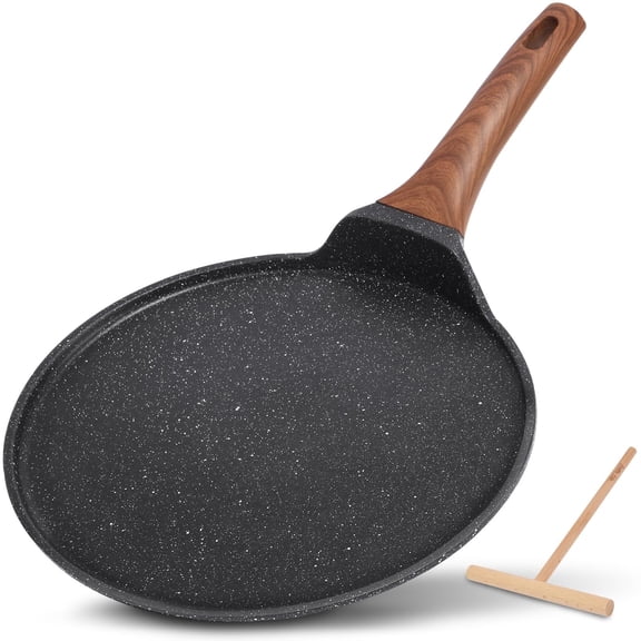 Rammore 11 Inch Non-Stick Granite Coating Crepe Pan, Dosa Pan, Tawa Pan, Omelet Pan with Spreader, Suitable for Gas, Electric, ceramic Induction stovetops Compatible