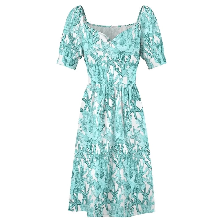 aqua clothing dresses StarWatercolor Aqua coral reef ocean home decor Dress Women long dress Clothing Women dresses summer Dresses gala