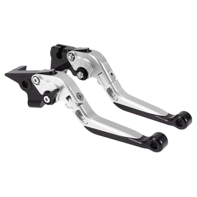 Palancas de freno y embrague largas y cortas para Yamaha MT-07 2014-2022, palanca de freno ajustable de motocicleta, aleación de aluminio, mango tono plateado con extremo negro