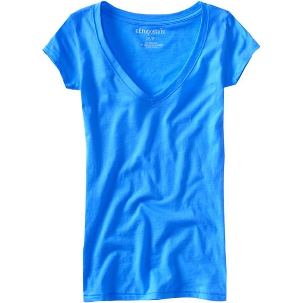 Aeropostale - Camiseta básica con cuello en V para mujer, color azul, XL