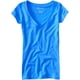 thumbnail image 1 of Aeropostale - Camiseta básica con cuello en V para mujer, color azul, XL, 1 of 1