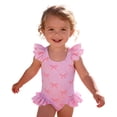 thumbnail image 3 of Teen girls one piece swimsuits swimming suit for girls One Piece Racerback Bathing Suit girls' Swimwear swim suits for girl 2026 (#022 Pink,6-7 Years), 3 of 8