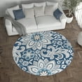 thumbnail image 6 of Madison Transitional 5' Round Navy and Cream Polypropylene Indoor Area Rug, 6 of 8