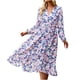 thumbnail image 1 of Moda mujer vendaje pliegue manga larga causal estampado floral vestido largo Fridja  yut4094, 1 of 6