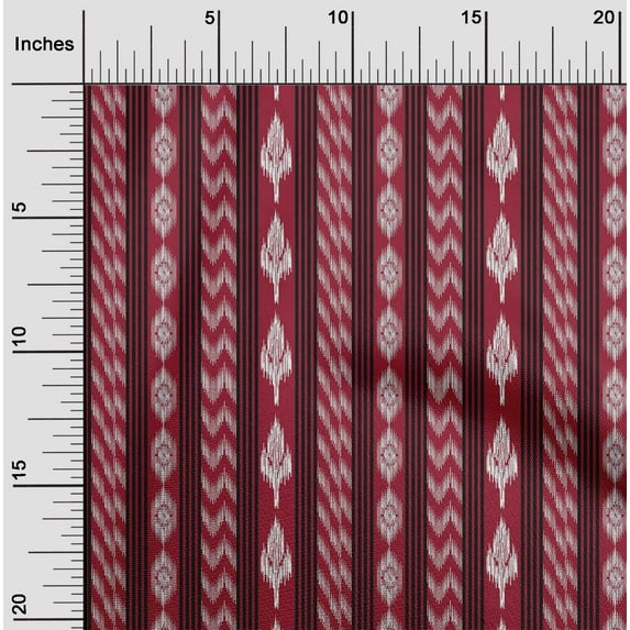 oneOone Cotton Poplin Fabric Stripe Ikat Print Fabric BTY 56 Inch Wide