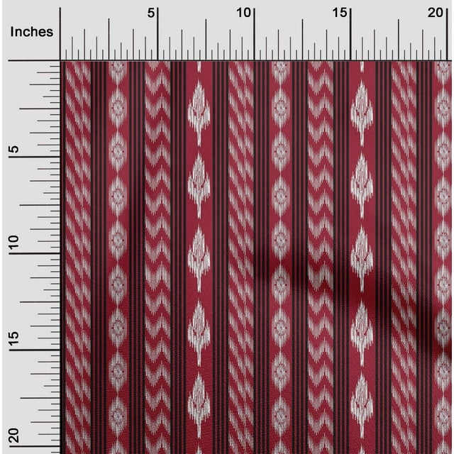 oneOone Tissu en Coton à Rayures Ikat Imprimé au Mètre 56 Pouces de Large