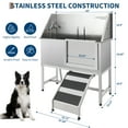thumbnail image 3 of Stainless Steel Dog Grooming Tub - 50in Professional Bath with Right Sliding Door & Ramp (Polished Silver) for Small/Large Dogs, 3 of 7