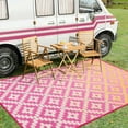 thumbnail image 3 of Moynesa 6'x9' Outdoor Rug, Waterproof Patio Rug Reversible Indoor Outdoor Rug Lightweight Plastic Straw Rug for Camping RV Deck Porch Balcony Picnic Tent, Orange/Pink, 3 of 8
