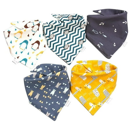 5 Pcs/Lot Baby Bandana Bibs Scarf Burp Cloths Saliva for Newborn Infant Toddler Boys Girls Kids Cartoon Triangle Cotton Bib Korean Fashion